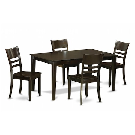 East West Furniture 5 Piece Dining Room Set-Kitchen Table and 4 Dining Chairs, PK5 CALY5-CAP-W